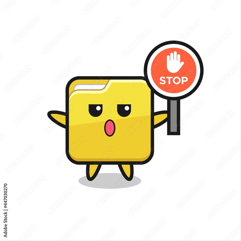Fototapeta premium folder character illustration holding a stop sign
