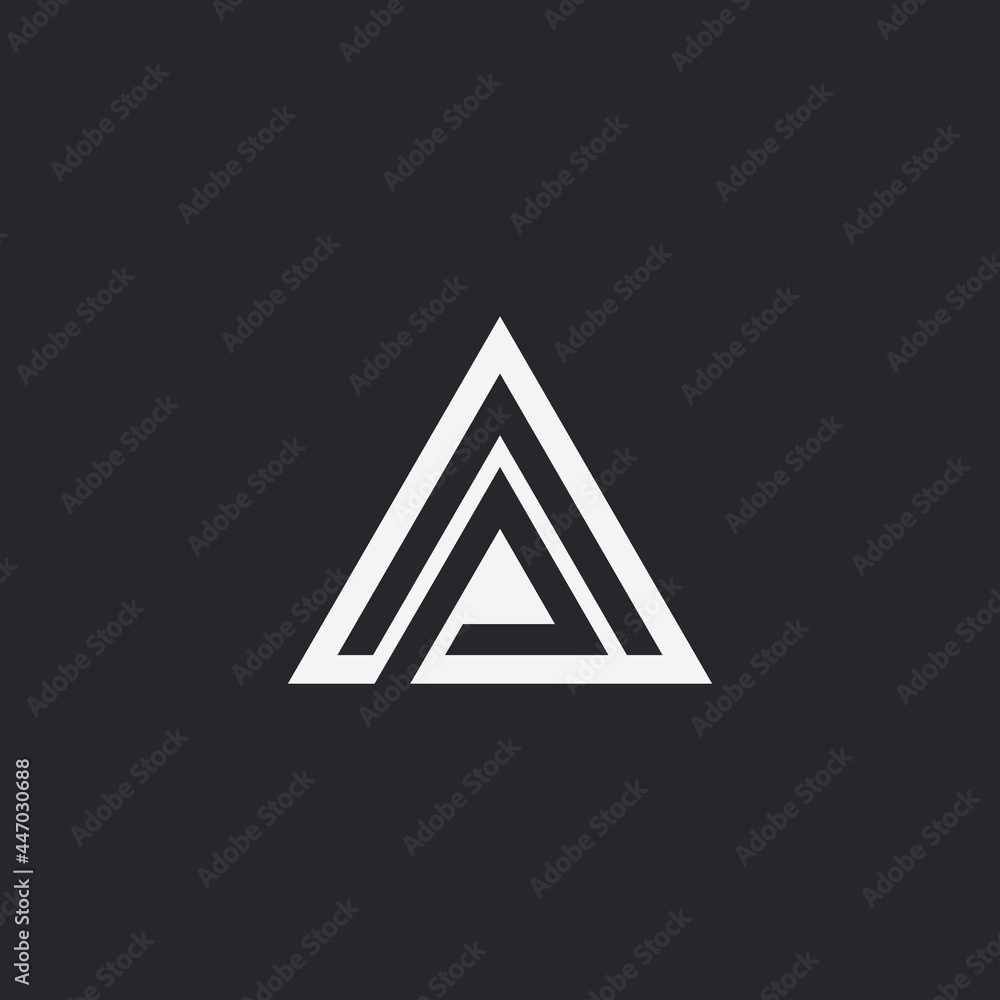 Letter AP triangle logo design template. black background. Letter AP triangle logo design template. black background.