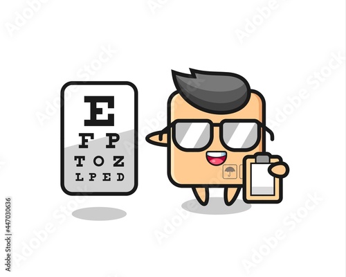 Illustration of cardboard box mascot as an ophthalmology