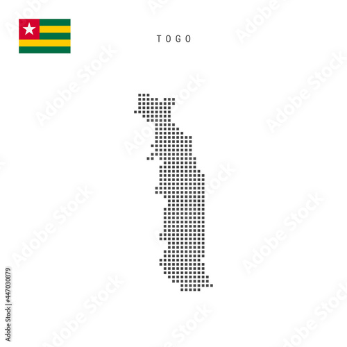 Square dots pattern map of Togo. Togolese Republic dotted pixel map with flag. Vector illustration
