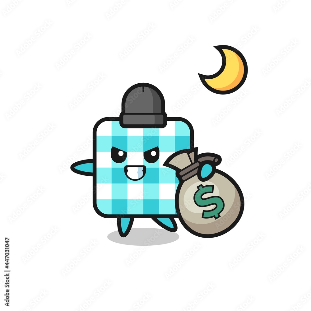 Illustration of checkered tablecloth cartoon is stolen the money Illustration of checkered tablecloth cartoon is stolen the money