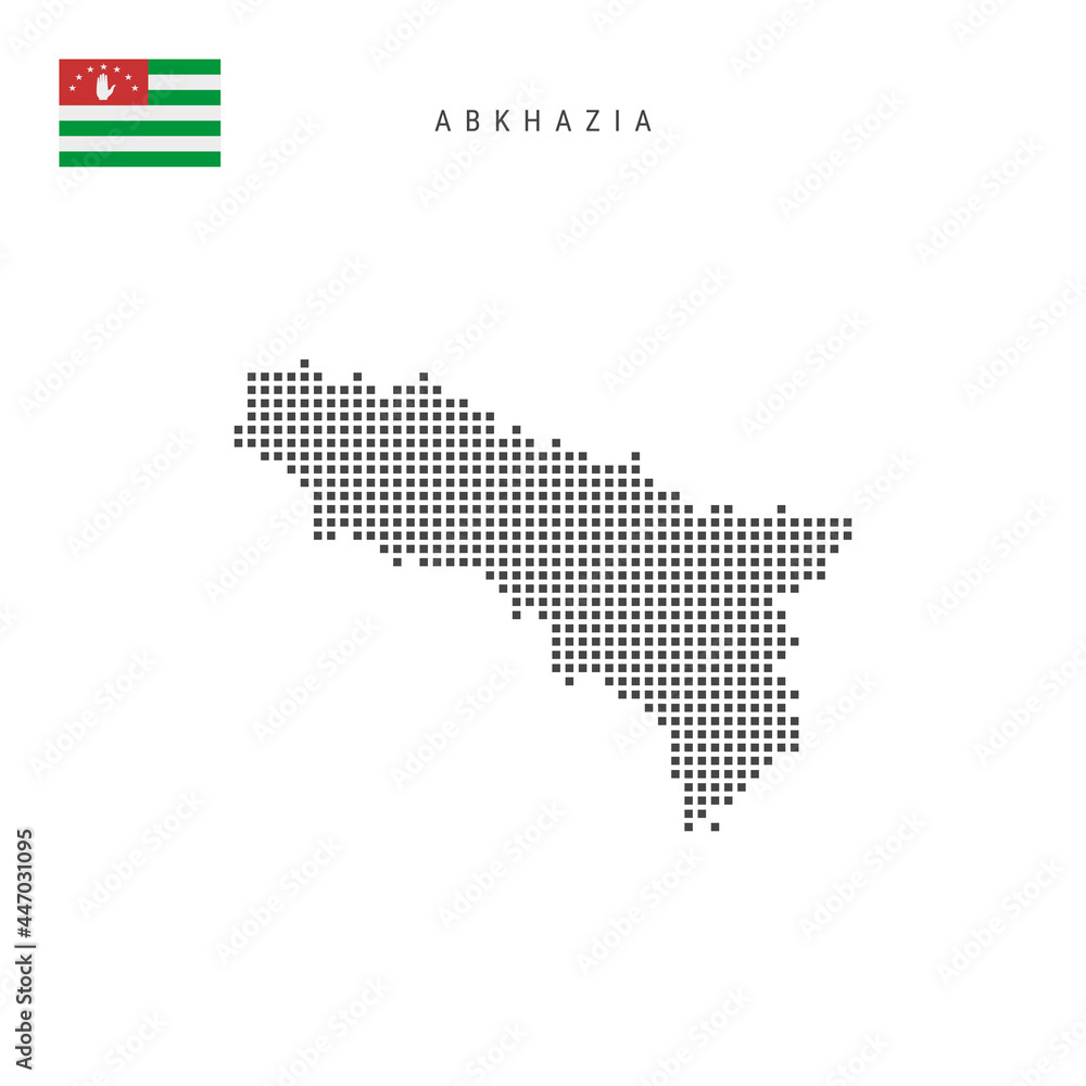 Square dots pattern map of Abkhazia. Abkhazian dotted pixel map with flag. Vector illustration