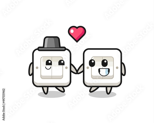 light switch cartoon character couple with fall in love gesture