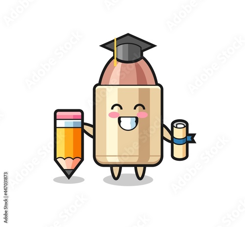 bullet illustration cartoon is graduation with a giant pencil