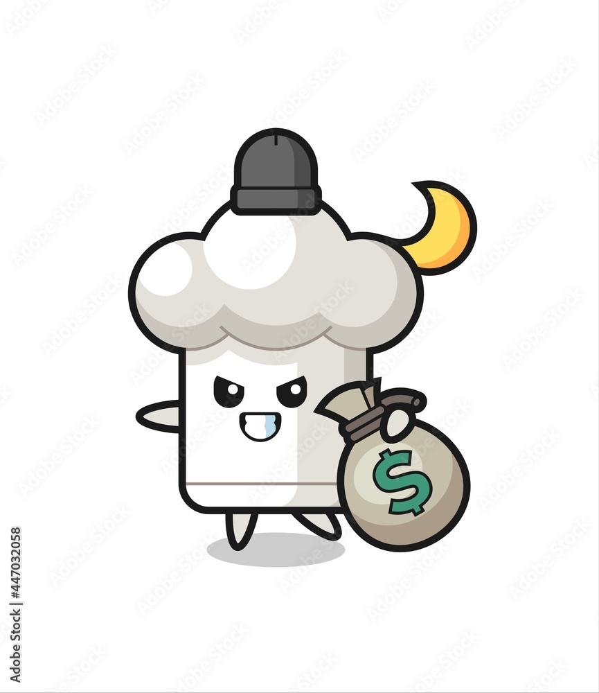 Illustration of chef hat cartoon is stolen the money Illustration of chef hat cartoon is stolen the money