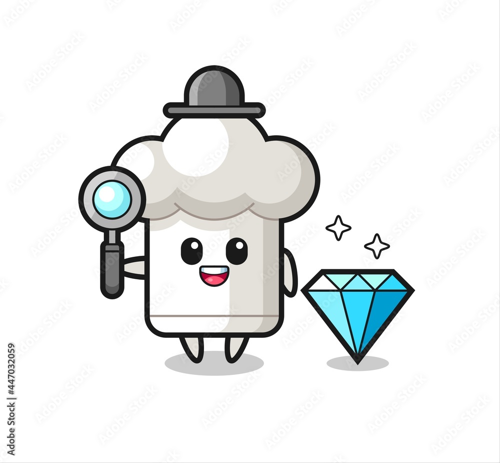 Illustration of chef hat character with a diamond Illustration of chef hat character with a diamond