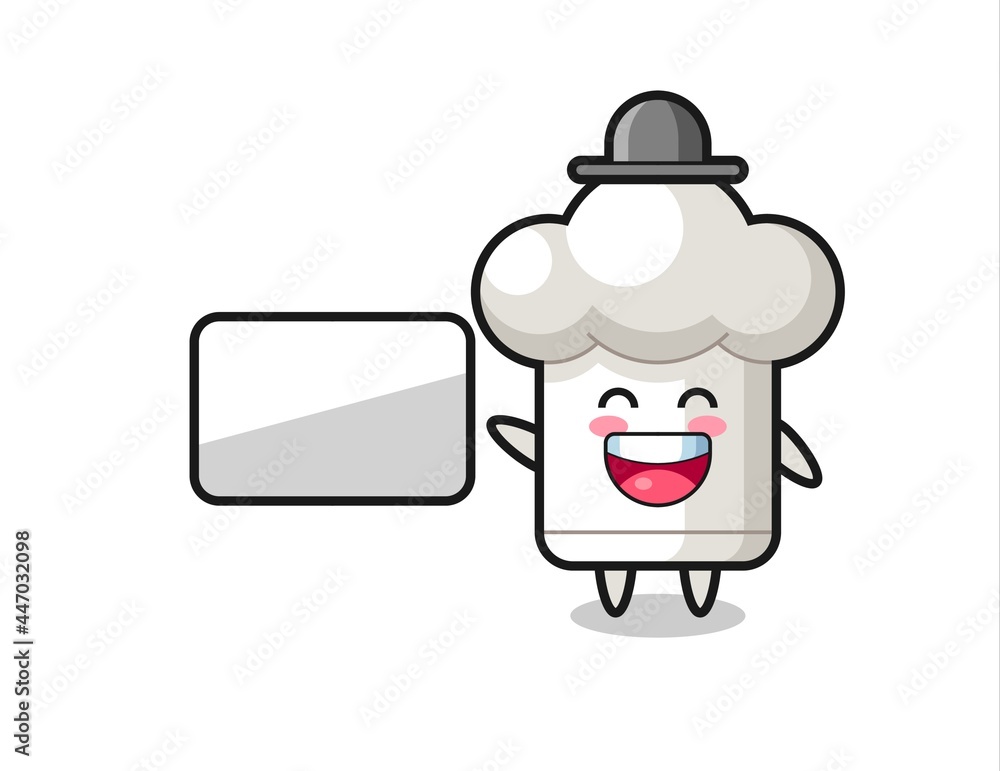 chef hat cartoon illustration doing a presentation