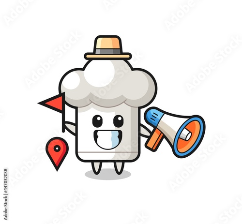 Character cartoon of chef hat as a tour guide