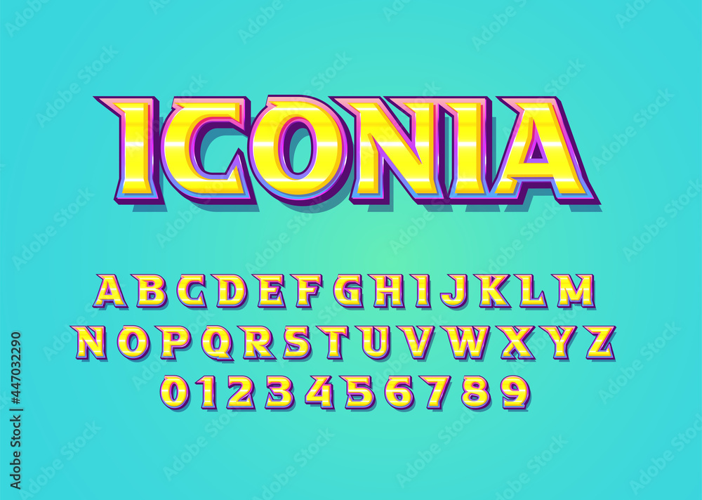 Colorful fun style vector font with uppercase alphabet and digit number