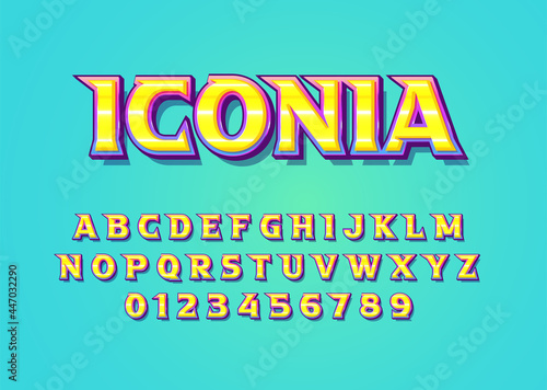 Colorful fun style vector font with uppercase alphabet and digit number