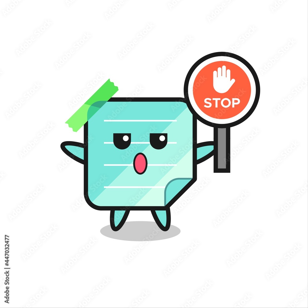 sticky notes character illustration holding a stop sign sticky notes character illustration holding a stop sign