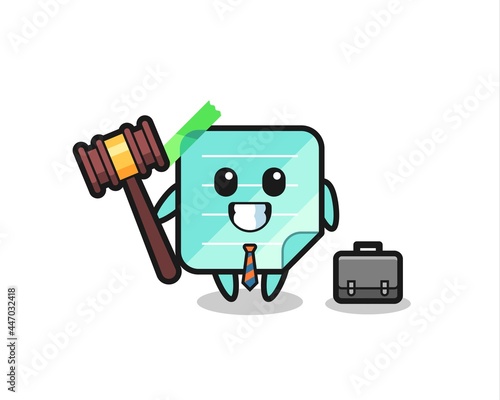 Illustration of sticky notes mascot as a lawyer