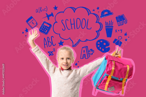 Happy little schoolgirl on ...