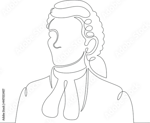One continuous line
Female character professional judge lawyer in wig and gown in court.
One continuous drawing line logo isolated minimal illustration.