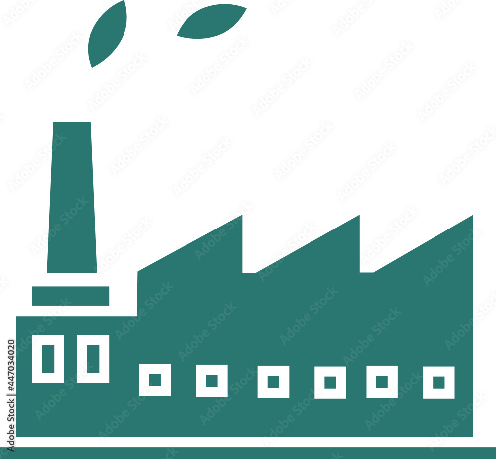 Naklejka premium Green factory icon. Ecology concept icon style