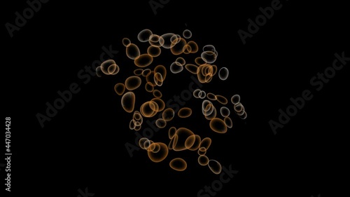 Abstract misshaped bubbles move upward direction in black background. 3D rendering animation. photo