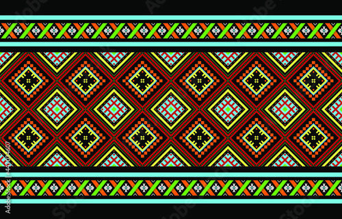 Geometric ethnic oriental seamless pattern traditional Design for background,carpet,wallpaper.clothing,wrapping,Batik fabric,Vector illustration.embroidery style - Sadu, sadou, sadow or sado
