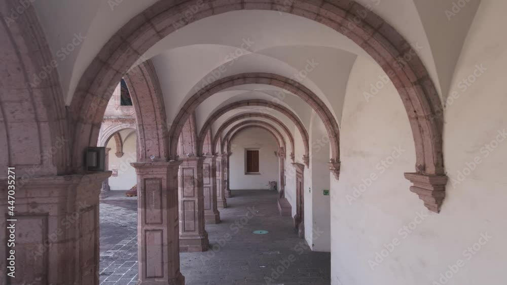 drone view of architecture of colonial arches made with pink quarry stone drone view of architecture of colonial arches made with pink quarry stone