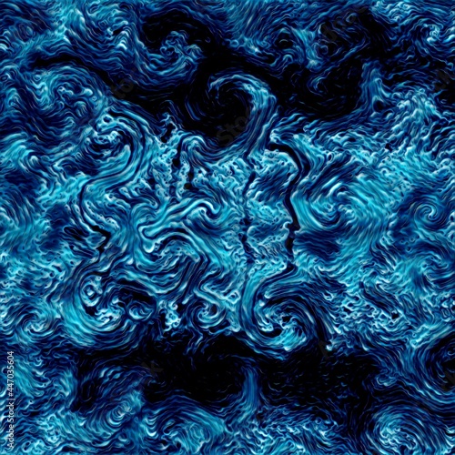 abstract turbulence patterns in many shades of blue and turquoise 