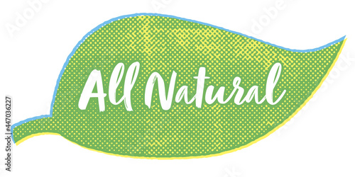 All natural leaf icon with screen print texture