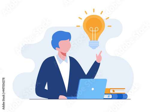 Business idea or brainstorming concept flat vector illustration for banner and landing page