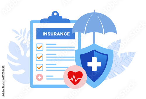 Medical insurance concept flat vector illustration banner and landing page