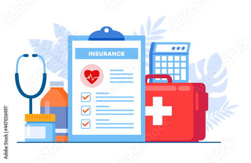 Medical insurance concept flat vector illustration banner and landing page