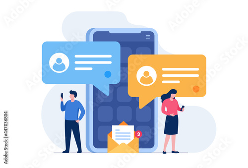 Mobile chatting application concept abstract flat vector illustration banner photo
