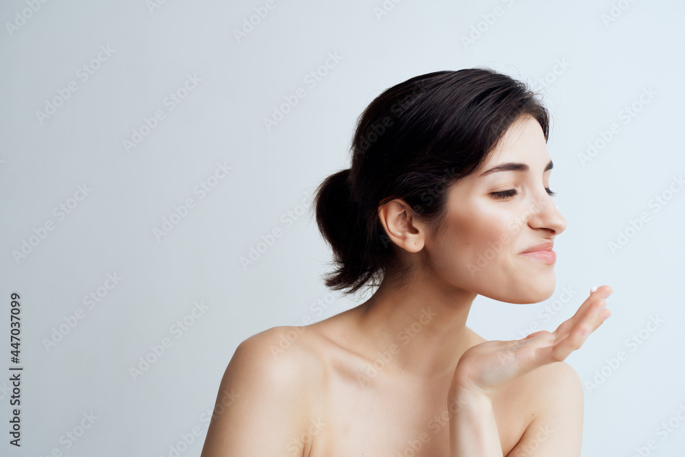 woman with naked keys in towel clean skin health cosmetics woman with naked keys in towel clean skin health cosmetics