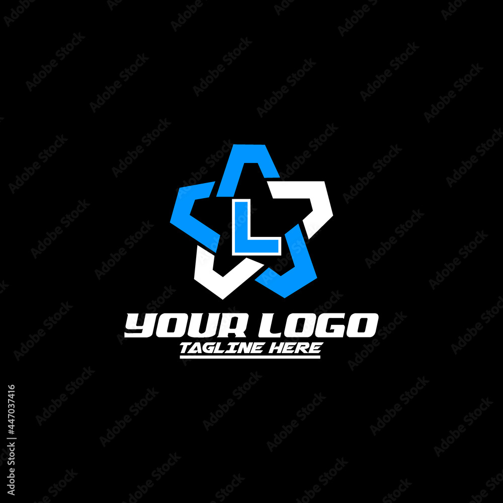 Letter L star logo Linear Style, Orange Color. Usable for Winner, Award and Premium Logos.