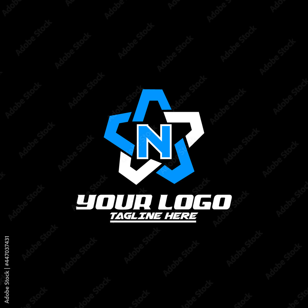 Letter N logo template with Star design element. Vector illustration. Corporate branding identity Letter N logo template with Star design element. Vector illustration. Corporate branding identity
