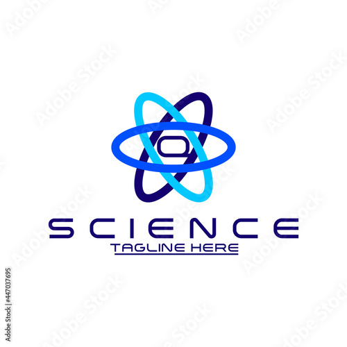 Q letter with atoms orbits. Font style, vector design template elements for your application or corporate identity.