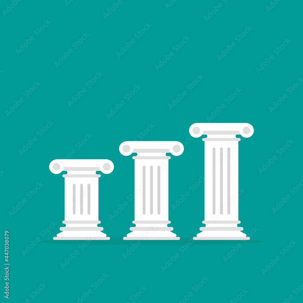 Winner pedestal. Three Antique pillars. Podium for best product with greek or roman column. Winner pedestal. Three Antique pillars. Podium for best product with greek or roman column.