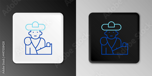 Line Spain bullfight, matador icon isolated on grey background. Traditional Spanish entertainment. Colorful outline concept. Vector
