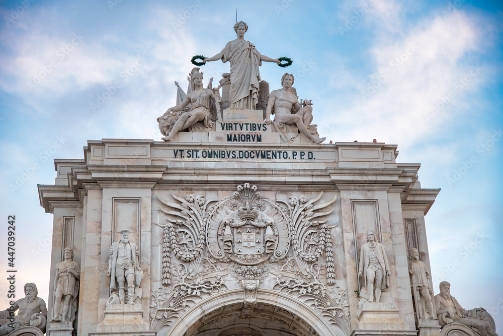 Sculpture in front of Commerce Square in Lisbon.