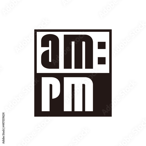 Simple AM and PM comic lower case font symbol logo style line art illustration design vector