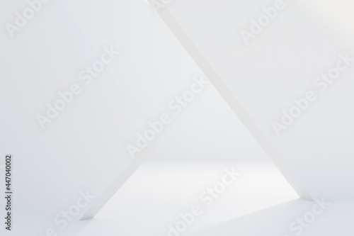 Abstract white Architecture Background. 3d render. Modern Geometric Wallpaper. Futuristic Technology Design