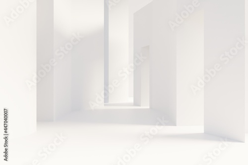 Fototapeta Naklejka Na Ścianę i Meble -  Abstract white Architecture Background. 3d render. Modern Geometric Wallpaper. Futuristic Technology Design