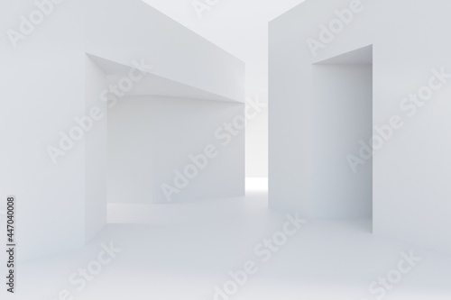 Fototapeta Naklejka Na Ścianę i Meble -  Abstract white Architecture Background. 3d render. Modern Geometric Wallpaper. Futuristic Technology Design
