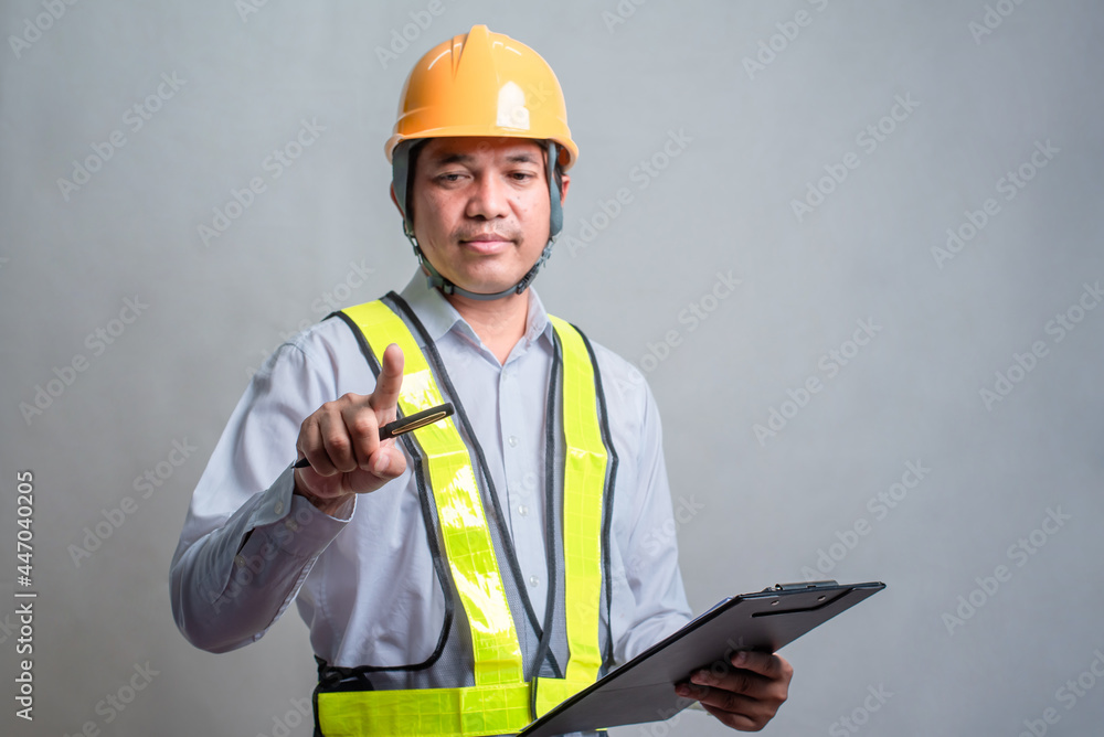 Engineer in uniform working in the studio Engineer in uniform working in the studio