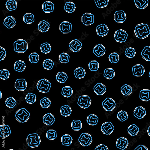 Line Boxing helmet icon isolated seamless pattern on black background. Vector