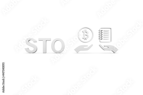 STO concept white background 3d render illustration photo