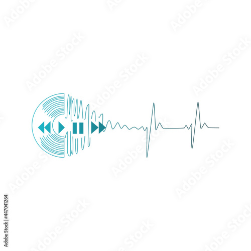 Abstract music player icon on white background