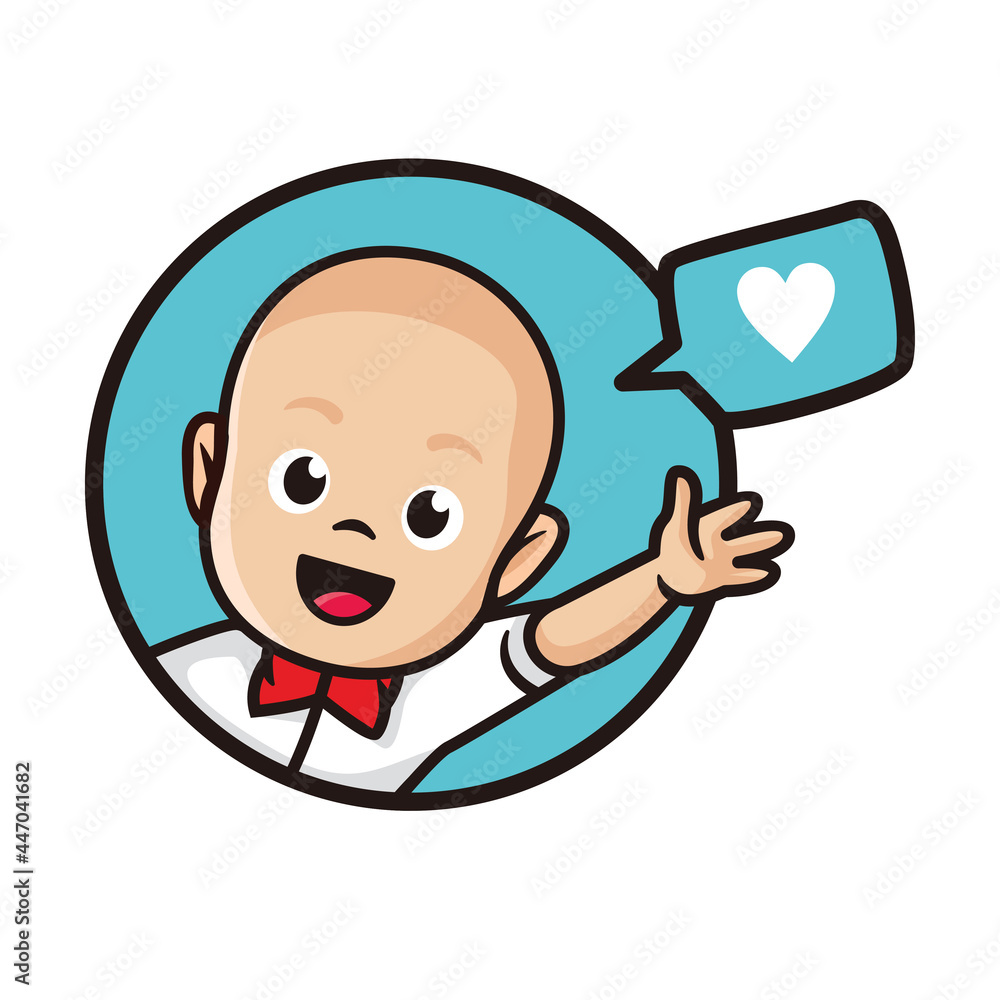 Cute kid baby elegant suit symbol logo cartoon style line art illustration design vector Cute kid baby elegant suit symbol logo cartoon style line art illustration design vector