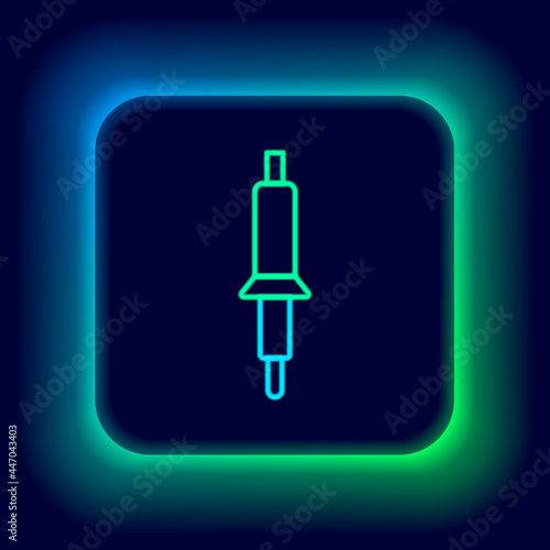 Glowing neon line Soldering iron icon isolated on black background. Colorful outline concept. Vector
