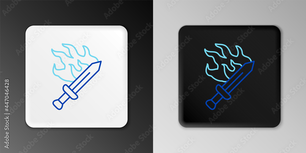Line Sword for game icon isolated on grey background. Colorful outline concept. Vector Line Sword for game icon isolated on grey background. Colorful outline concept. Vector