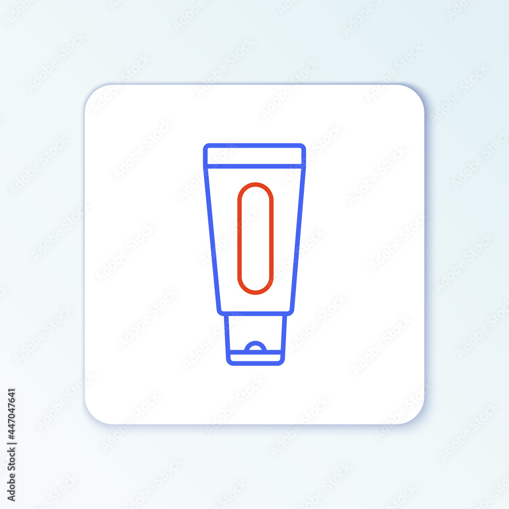 Line Tube of hand cream icon isolated on white background. Colorful outline concept. Vector Line Tube of hand cream icon isolated on white background. Colorful outline concept. Vector