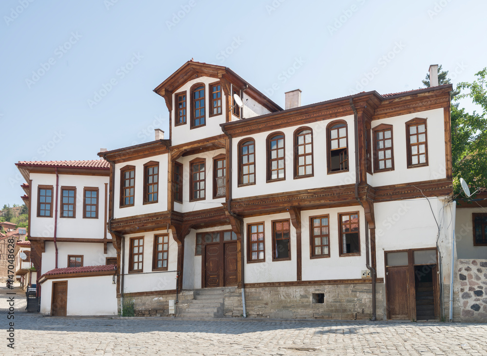 Traditional Cankiri historical houses. They are structures made of stone, brick and plaster.