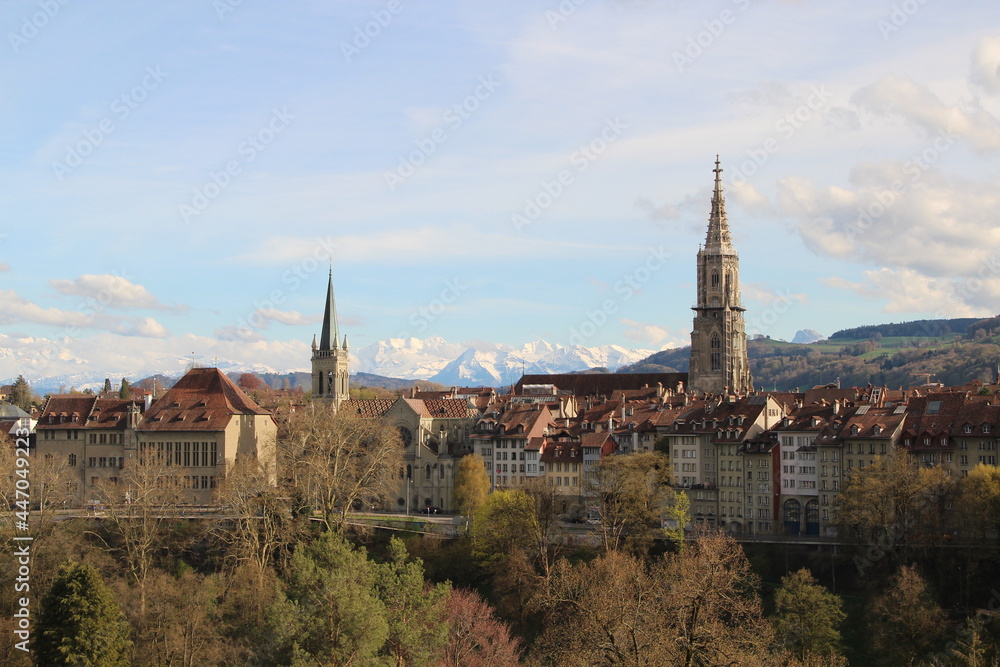 view of the city of Bern in the alps