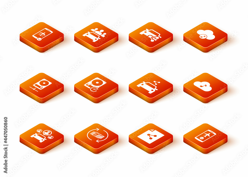 Set Car sharing, Refund money, Hard disk drive network, with clockwise, Share file and icon. Vector Set Car sharing, Refund money, Hard disk drive network, with clockwise, Share file and icon. Vector